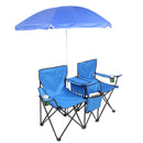 Portable Outdoor 2-Seat Folding Chair with Removable Sun Umbrella Blue - Fry's Superstore