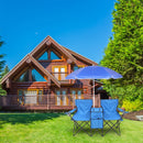 Portable Outdoor 2-Seat Folding Chair with Removable Sun Umbrella Blue - Fry's Superstore