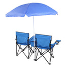 Portable Outdoor 2-Seat Folding Chair with Removable Sun Umbrella Blue - Fry's Superstore