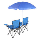 Portable Outdoor 2-Seat Folding Chair with Removable Sun Umbrella Blue - Fry's Superstore