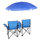 Portable Outdoor 2-Seat Folding Chair with Removable Sun Umbrella Blue - Fry's Superstore