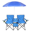 Portable Outdoor 2-Seat Folding Chair with Removable Sun Umbrella Blue - Fry's Superstore