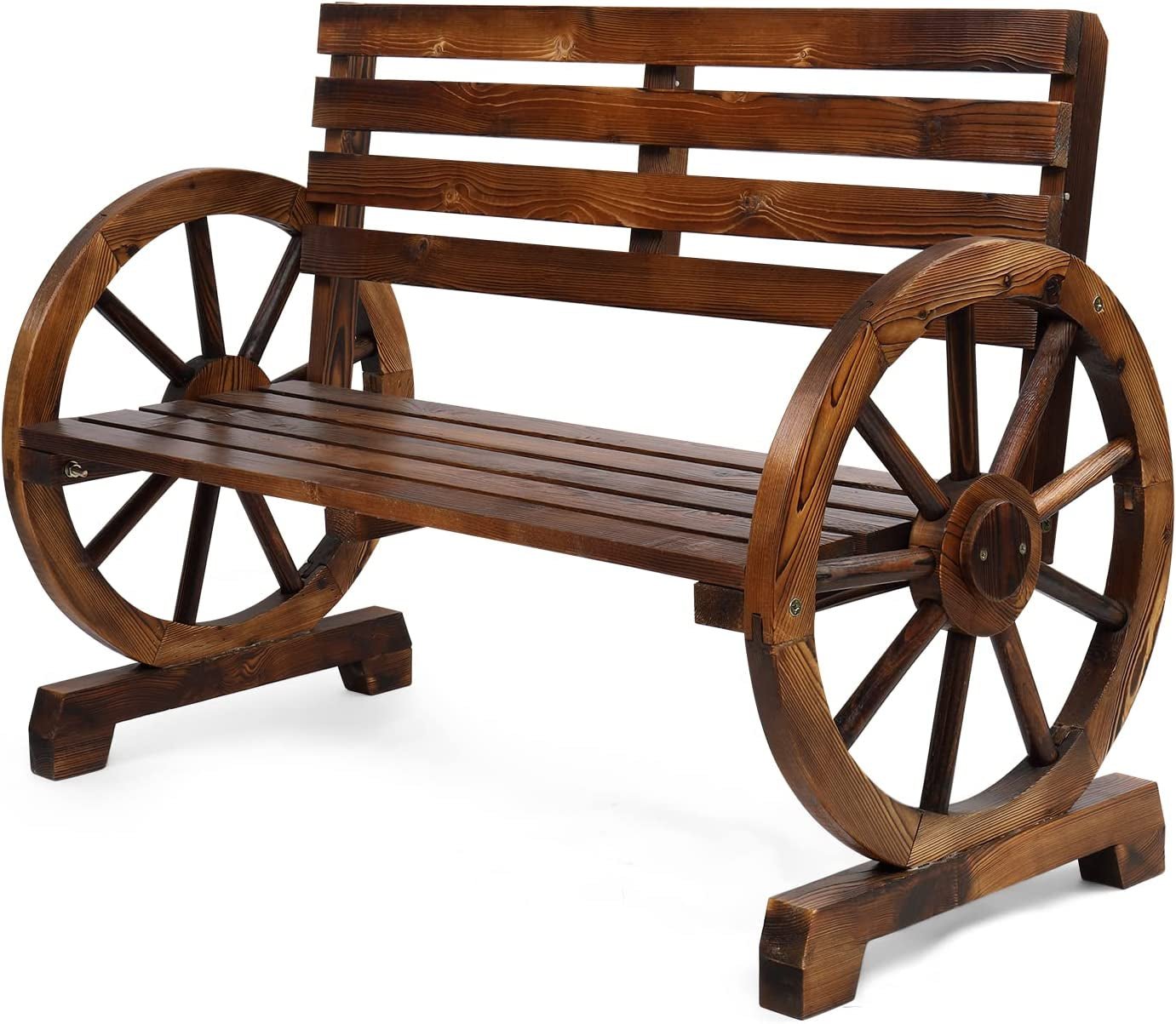 Rustic Wooden Wheel Bench, 41