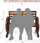 Rustic Wooden Wheel Bench, 41" 2-Person, 55" 3-Person Wagon Slatted Seat - Fry's Superstore