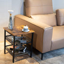 Set of 2 Living Room End Tables, Industrial Bedroom Nightstand Table with Mesh Shelves, Brown - Fry's Superstore