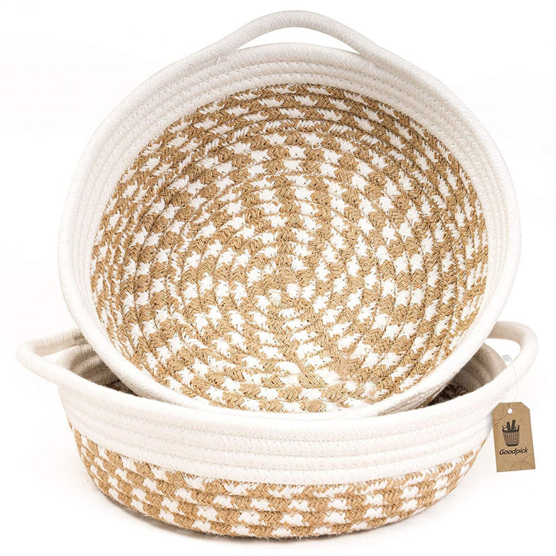 Small Black Cotton Rope Woven Home Storage Baskets - Set of 2 - Fry's Superstore