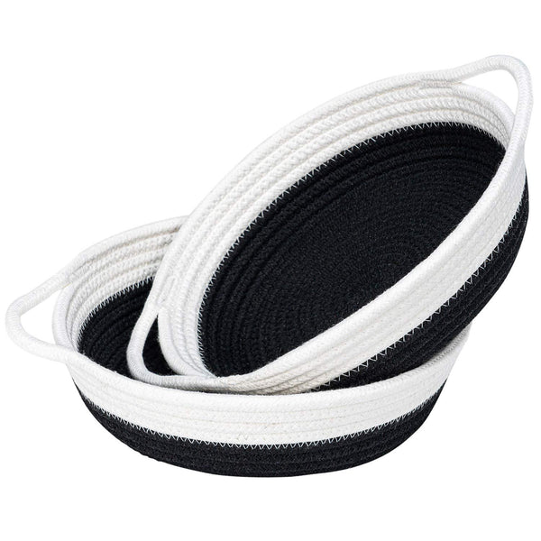 Small Black Cotton Rope Woven Home Storage Baskets - Set of 2 - Fry's Superstore