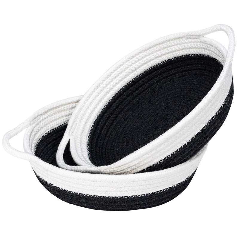 Small Black Cotton Rope Woven Home Storage Baskets - Set of 2 - Fry's Superstore