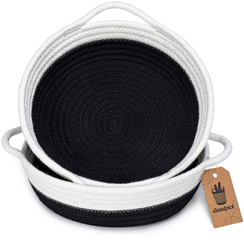 Small Black Cotton Rope Woven Home Storage Baskets - Set of 2 - Fry's Superstore