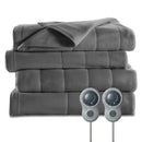 Sunbeam Queen Size Electric Fleece Heated Blanket in Slate with Dual Zone - Fry's Superstore
