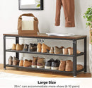 VASAGLE 3-Tier Shoe Rack Bench Steel Frame Rustic Brown and Black - Fry's Superstore