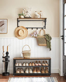 VASAGLE 3-Tier Shoe Rack Bench Steel Frame Rustic Brown and Black - Fry's Superstore