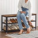 VASAGLE 3-Tier Shoe Rack Bench Steel Frame Rustic Brown and Black - Fry's Superstore
