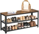 VASAGLE 3-Tier Shoe Rack Bench Steel Frame Rustic Brown and Black - Fry's Superstore