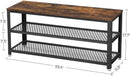 VASAGLE 3-Tier Shoe Rack Bench Steel Frame Rustic Brown and Black - Fry's Superstore
