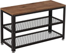 VASAGLE 3-Tier Shoe Rack Bench Steel Frame Rustic Brown and Black - Fry's Superstore