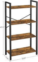 VASAGLE 4-Tier Standing Unit Bookshelf Bookcase Industrial Design Rustic Brown - Fry's Superstore