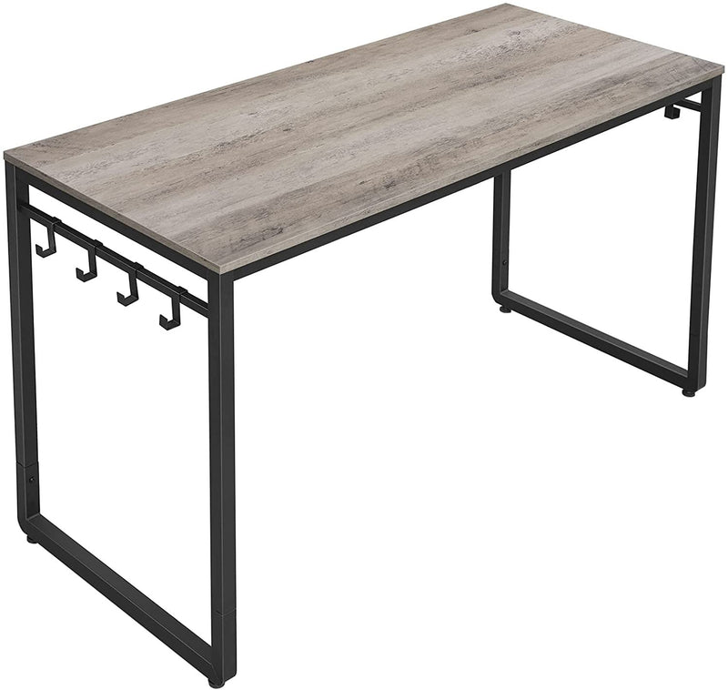VASAGLE Office Study Computer Writing Desk Table with 8 Hooks, Metal Frame Rustic Brown - Fry's Superstore