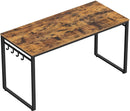 VASAGLE Office Study Computer Writing Desk Table with 8 Hooks, Metal Frame Rustic Brown - Fry's Superstore