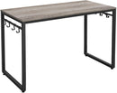 VASAGLE Office Study Computer Writing Desk Table with 8 Hooks, Metal Frame Rustic Brown - Fry's Superstore