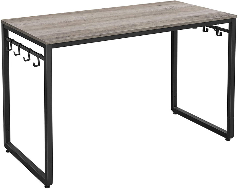 VASAGLE Office Study Computer Writing Desk Table with 8 Hooks, Metal Frame Rustic Brown - Fry's Superstore