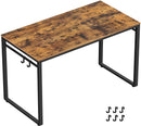 VASAGLE Office Study Computer Writing Desk Table with 8 Hooks, Metal Frame Rustic Brown - Fry's Superstore
