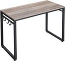 VASAGLE Office Study Computer Writing Desk Table with 8 Hooks, Metal Frame Rustic Brown - Fry's Superstore