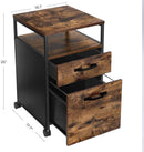 VASAGLE Open Shelf Industrial Rolling Office Filing Cabinet with 2 Drawers Rustic Brown and Black - Fry's Superstore