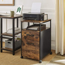 VASAGLE Open Shelf Industrial Rolling Office Filing Cabinet with 2 Drawers Rustic Brown and Black - Fry's Superstore