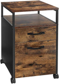 VASAGLE Open Shelf Industrial Rolling Office Filing Cabinet with 2 Drawers Rustic Brown and Black - Fry's Superstore