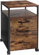 VASAGLE Open Shelf Industrial Rolling Office Filing Cabinet with 2 Drawers Rustic Brown and Black - Fry's Superstore